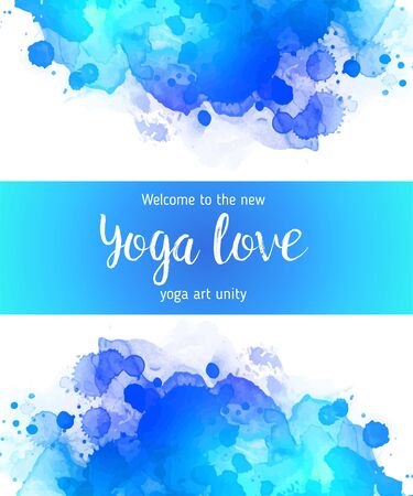 Yoga card design. Colorful template for spiritual retreat or yoga studio. Ornamental business cards, oriental pattern over watercolor painted background. Vector illustration.のイラスト素材