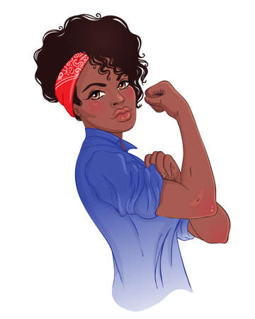We can do it! Design inspired by classic feminist poster. Woman empowerment.のイラスト素材