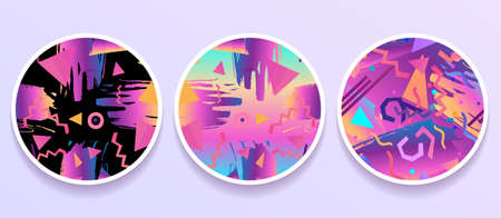 Retro Futurism flyer set. 0s Retro poster Background. Good design for poster, t-shirt print design and poster background.のイラスト素材