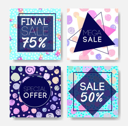 Sale coupon design template in 1980s style. Retro Futurism. futuristic synth wave illustration. 80s Retro poster Background with. Party Flyer.のイラスト素材