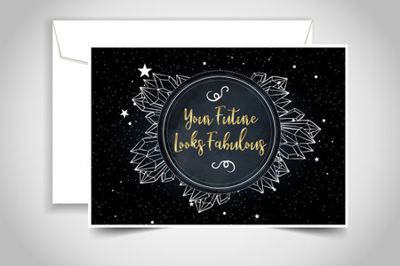 Fortune teller, spiritual coach, mystic healer business card design template. Vector illustration. Magic woman.のイラスト素材