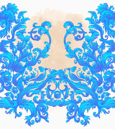 Vintage baroque floral seamless pattern in beige color. 1980s style. Ornate vector decoration. Luxury, royal and Victorian concept. Vintage design with repetition. Heraldic floral texture.のイラスト素材