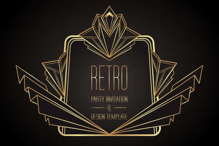Art Deco vintage patterns and design elements. Retro party geometric background set 1920 style. Vector illustration for glamour party, thematic wedding or textile prints.のイラスト素材