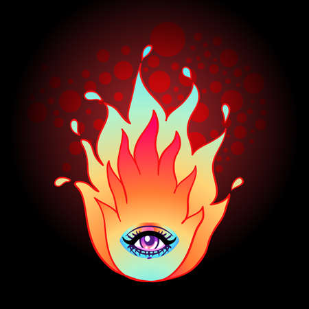 Burning Flame with an eye.のイラスト素材