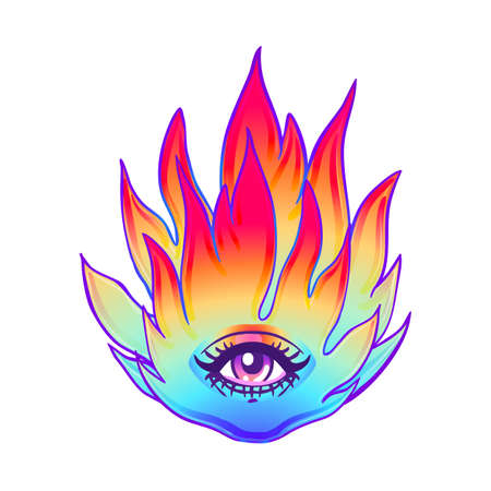 Burning Flame with an eye.のイラスト素材