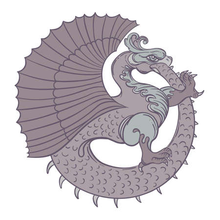 Ouroboros. Serpent or dragon eating its own tail. Ancient symbol of everlasting cycle of life, death, and rebirth. Serpent tattoo design, witchcraft, masonic, vector illustrationのイラスト素材