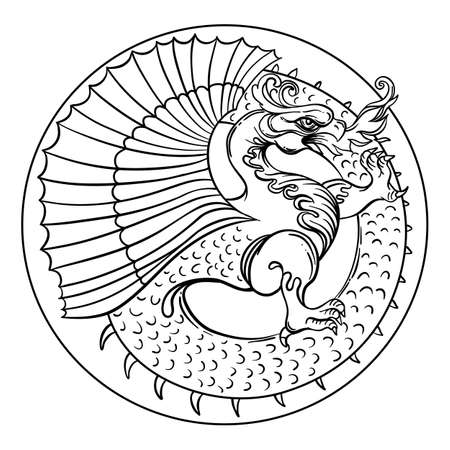 Ouroboros. Serpent or dragon eating its own tail. Ancient symbol of everlasting cycle of life, death, and rebirth. Serpent tattoo design, witchcraft, masonic, vector illustrationのイラスト素材