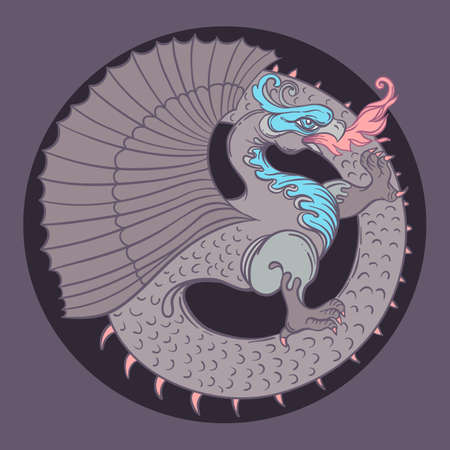 Ouroboros. Serpent or dragon eating its own tail. Ancient symbol of everlasting cycle of life, death, and rebirth. Serpent tattoo design, witchcraft, masonic, vector illustrationのイラスト素材