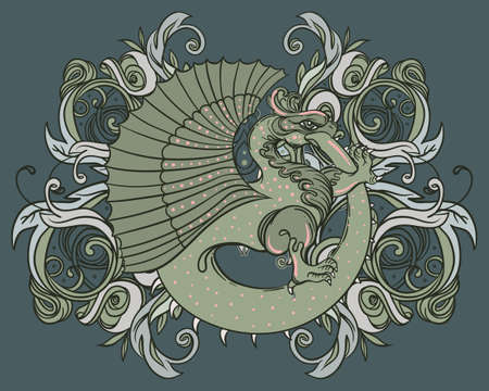Ouroboros. Serpent or dragon eating its own tail. Ancient symbol of everlasting cycle of life, death, and rebirth. Serpent tattoo design, witchcraft, masonic, vector illustrationのイラスト素材