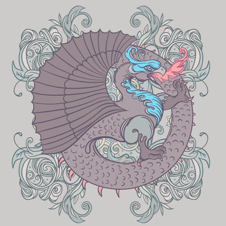 Ouroboros. Serpent or dragon eating its own tail. Ancient symbol of everlasting cycle of life, death, and rebirth. Serpent tattoo design, witchcraft, masonic, vector illustrationのイラスト素材
