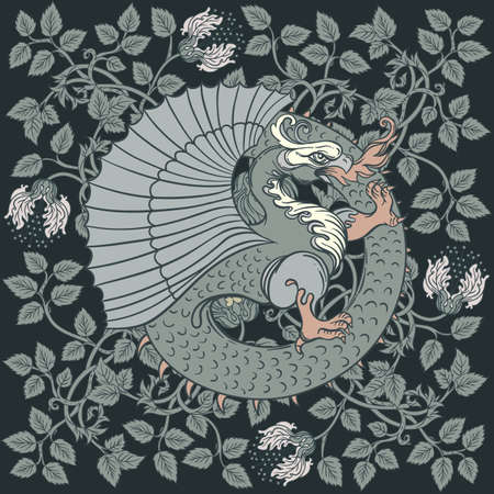 Ouroboros. Serpent or dragon eating its own tail. Ancient symbol of everlasting cycle of life, death, and rebirth. Serpent tattoo design, witchcraft, masonic, vector illustrationのイラスト素材
