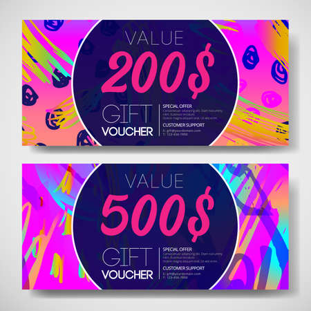 Sale coupon design template in 1980s style. Retro Futurism. Vector futuristic synth wave illustration. 80s Retro poster Background with. Party Flyer.のイラスト素材
