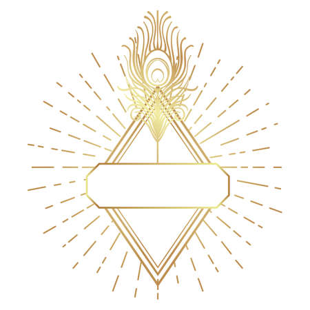 Art Deco vintage gold frame in white over white, design element. Retro party geometric background set, 1920s style. Vector illustration for glamour party, thematic wedding or textile prints.のイラスト素材