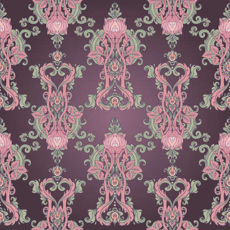 Floral vintage seamless pattern for retro wallpapers. Enchanted Vintage Flowers. Arts and Crafts movement inspired. Design for wrapping paper, wallpaper, fabrics and fashion clothes.のイラスト素材