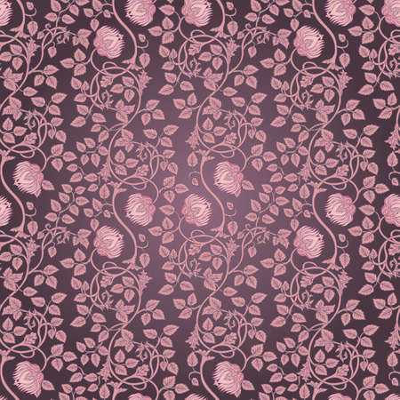 Floral vintage seamless pattern for retro wallpapers. Enchanted Vintage Flowers. Arts and Crafts movement inspired. Design for wrapping paper, wallpaper, fabrics and fashion clothes.のイラスト素材