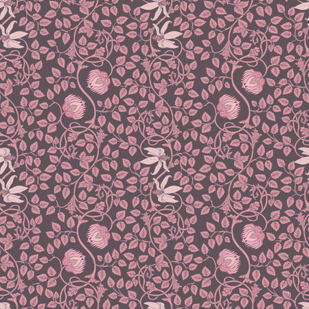 Floral vintage seamless pattern for retro wallpapers. Enchanted Vintage Flowers. Arts and Crafts movement inspired. Design for wrapping paper, wallpaper, fabrics and fashion clothes.のイラスト素材
