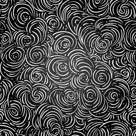 Curly clouds seamless pattern. Abstract background. Vector endless backdrop art drawing. Vintage bohemian linear ornament. Decorative style retro ornate design with repetition. Natural texture.のイラスト素材
