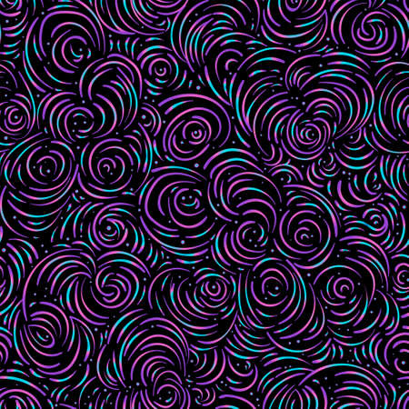 Curly clouds seamless pattern. Abstract background. Vector endless backdrop art drawing. Vintage bohemian linear ornament. Decorative style retro ornate design with repetition. Natural texture.のイラスト素材