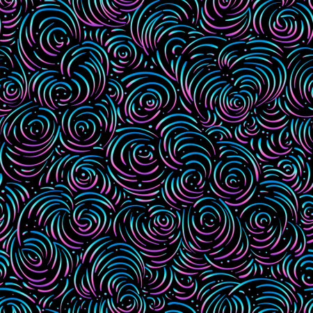 Curly clouds seamless pattern. Abstract background. Vector endless backdrop art drawing. Vintage bohemian linear ornament. Decorative style retro ornate design with repetition. Natural texture.のイラスト素材