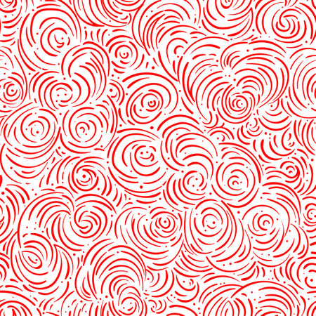 Curly clouds seamless pattern. Abstract background. Vector endless backdrop art drawing. Vintage bohemian linear ornament. Decorative style retro ornate design with repetition. Natural texture.のイラスト素材