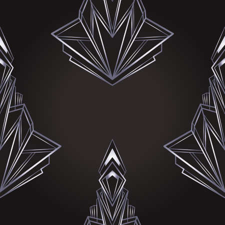 Art deco style geometric seamless pattern in black and silver. Vector illustration. Roaring 1920 s design. Jazz era inspired . 20 s. Vintage Fabric, textile, wrapping paper, wallpaper.のイラスト素材