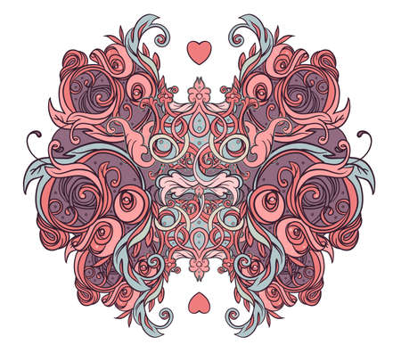 Vintage medieval beautiful vintage pattern frame. Hand drawn abstract background. Decorative retro banner isolated. Invitation, t-shirt print, wedding card, scrapbooking. Tattoo element.のイラスト素材