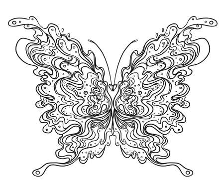 Hand drawn butterfly style inspired for t-shirt design or tattoo. Coloring book for kids and adults.のイラスト素材