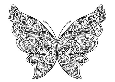 Hand drawn butterfly style inspired for t-shirt design or tattoo. Coloring book for kids and adults.のイラスト素材