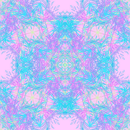 Sacred Geometry Symbols in Mandala seamless pattern. Vintage decorative elements. Hand drawn background. Islam, Arabic, Indian, ottoman motifs. Geometric circle element in vector. Kaleidoscope, yoga.の写真素材