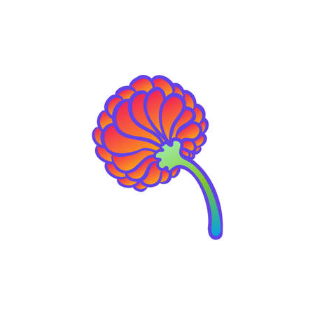 Colorful flower, retro 60s, 70s hippie style. Vintage psychedelic vector design elements. Isolated on white. Great for stickersのイラスト素材