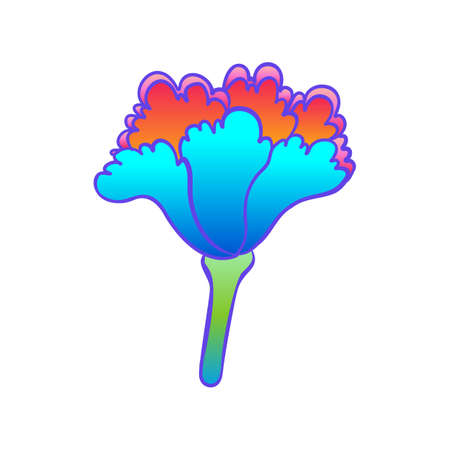 Colorful flower, retro 60s, 70s hippie style. Vintage psychedelic vector design elements. Isolated on white. Great for stickers, patches and textile prints.のイラスト素材