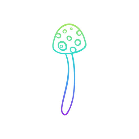 Magic mushrooms. Psychedelic hallucination. Gradient colorful vector illustration isolated on white. 60s triply hippie art.のイラスト素材