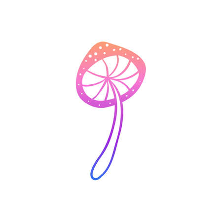 Magic mushrooms. Psychedelic hallucination. Gradient colorful vector illustration isolated on white. 60s triply hippie art.のイラスト素材