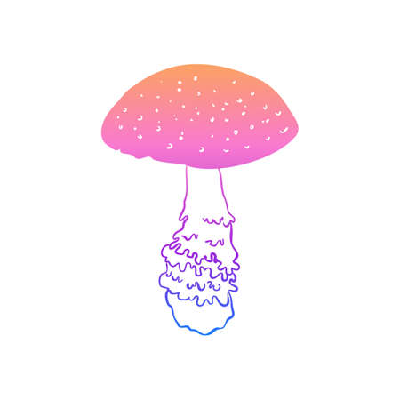 Magic mushrooms. Psychedelic hallucination. Gradient colorful vector illustration isolated on white. 60s triply hippie art.のイラスト素材