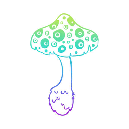 Magic mushrooms. Psychedelic hallucination. Gradient colorful vector illustration isolated on white. 60s triply hippie art.のイラスト素材