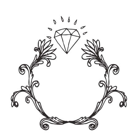 Vintage design wreath element. Vector illustration isolated on white.のイラスト素材