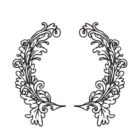 Vintage design wreath element. Vector illustration isolated on white.のイラスト素材