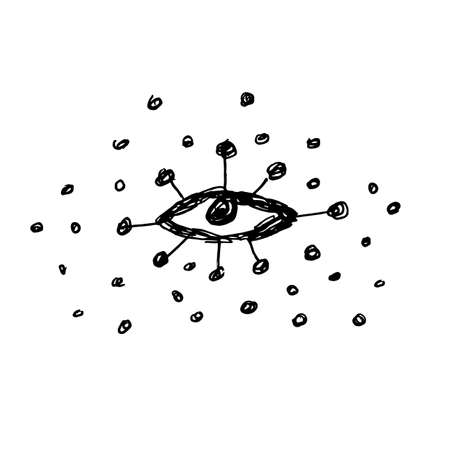 Blackwork tattoo flash. Eye of Providence. Masonic symbol. All seeing eye inside triangle pyramid. New World Order. Sacred geometry, religion, spirituality, occultism. Isolated vector illustration.のイラスト素材