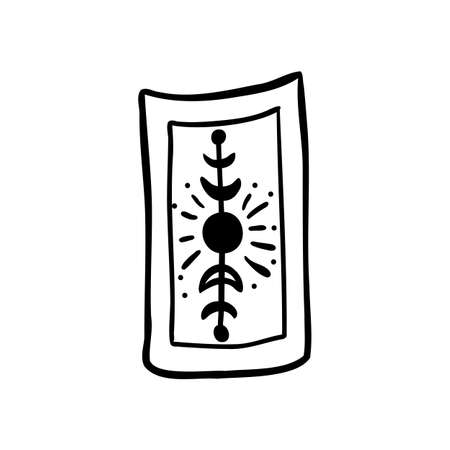 Three black tarot card. Magic occult tarot card. Engraving vector illustration. Cards isolated on white background for poster, sticker, template.のイラスト素材
