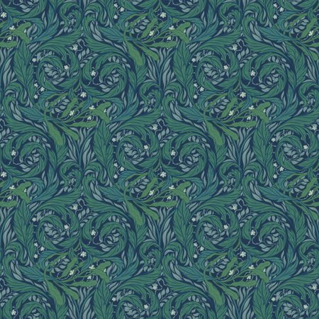 Floral vintage seamless pattern for retro wallpapers. Enchanted Vintage Flowers. Arts and Crafts movement inspired. Design for wrapping paper, wallpaper, fabrics and fashion clothes.のイラスト素材