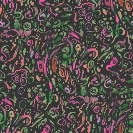 Irregular hand painted seamless pattern. Hand drawn doodle textured background. Abstract objects, spots, lines background. Minimal wallpaper design, fabric, textile print. Raster texture.の写真素材