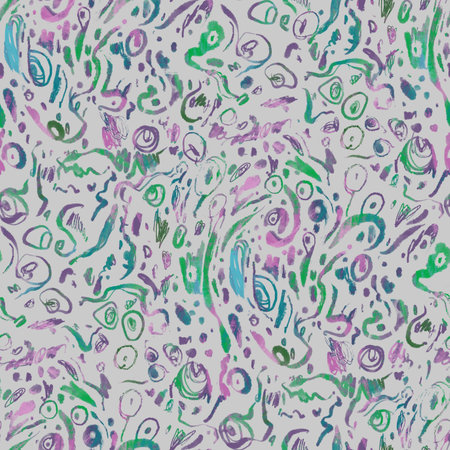 Irregular hand painted seamless pattern. Hand drawn doodle textured background. Abstract objects, spots, lines background. Minimal wallpaper design, fabric, textile print. Raster texture.の写真素材