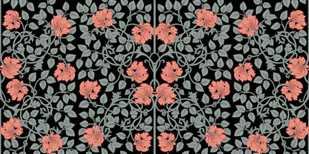 Floral vintage seamless pattern for retro wallpapers. Enchanted Vintage Flowers. Arts and Crafts movement inspired. Design for wrapping paper, wallpaper, fabrics and fashion clothes.のイラスト素材