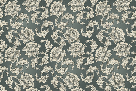 Seamless vintage baroque pattern for retro wallpapers. Enchanted Vintage Flowers. William Morris, Arts and Crafts movement inspired. Design for wrapping paper, wallpaper, fabrics and fashion clothes.のイラスト素材