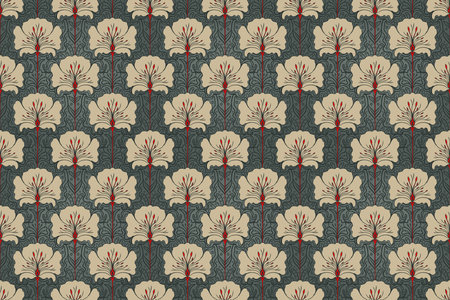 Seamless vintage baroque pattern for retro wallpapers. Enchanted Vintage Flowers. William Morris, Arts and Crafts movement inspired. Design for wrapping paper, wallpaper, fabrics and fashion clothes.のイラスト素材