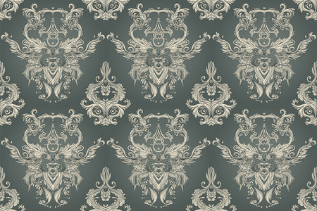 Seamless vintage baroque pattern for retro wallpapers. Enchanted Vintage Flowers. William Morris, Arts and Crafts movement inspired. Design for wrapping paper, wallpaper, fabrics and fashion clothes.のイラスト素材