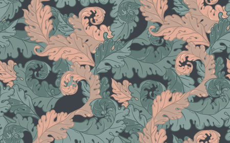 Floral vintage seamless pattern for retro wallpapers. Enchanted Vintage Flowers. Arts and Crafts movement inspired. Design for wrapping paper, wallpaper, fabrics and fashion clothes.のイラスト素材