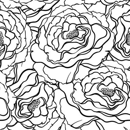 Seamless pattern with flowers roses, vector floral illustration in vintage style for wallpaper or fabricのイラスト素材