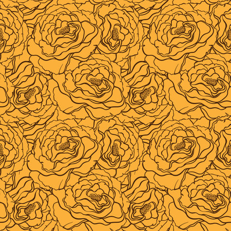 Seamless pattern with flowers roses, vector floral illustration in vintage style for wallpaper or fabricのイラスト素材