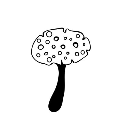 Magic mushrooms. Psychedelic hallucination. Outline vector illustration isolated on white. 60s hippie art. Coloring book for kids and adults.のイラスト素材
